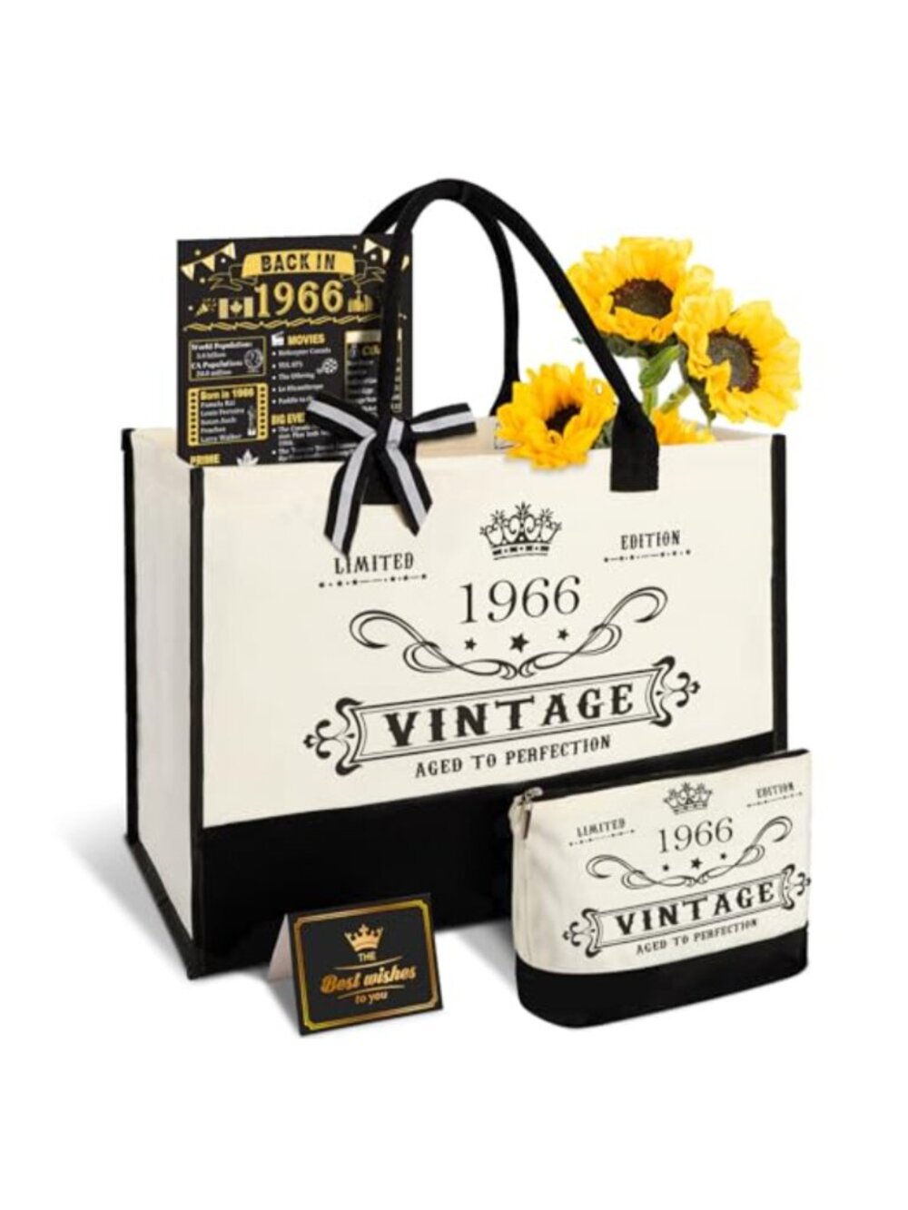 60th Birthday Gift Set Canvas Tote Bag Cosmetic Bag Poster